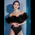 thumbnail image 4 of Traje de Baño de una Pieza para Mujer, Falda Cruzada, Pareo, Bikini con Estampado Floral Retro. Traje de Baño Negro M, 4 of 8