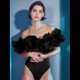 thumbnail image 4 of Traje de Baño de una Pieza para Mujer, Falda Cruzada, Pareo, Bikini con Estampado Floral Retro. Traje de Baño Negro M, 4 of 8