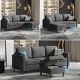 thumbnail image 4 of Puremind Sectional Sofa with Movable Storage Ottoman, Small L-Shaped Sectional Couch for Living Room/Apartment/Small Space, Dark Gray, 4 of 6