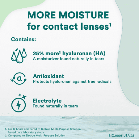 Biotrue Hydration Plus Multi-Purpose Eye Contact Lens Solution and Cleaner for Soft Contacts, 4 fl oz