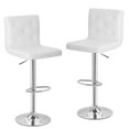 thumbnail image 2 of VECELO Set of 2 Bar Stools, Elegant PU Leather Counter Height Adjustable Swivel Stool with Back, White, 2 of 10