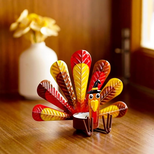 Desktop Decor Urkey Candle Holder Turkey Candle Holder Thanksgiving Sitting/Standing Turkey Candle Holder For Thanksgiving Family Kitchen Table Decoration