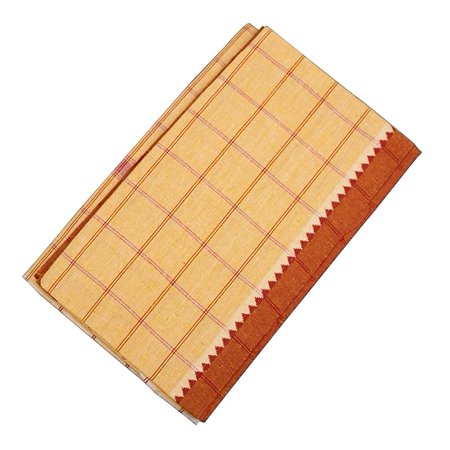 Swadeshi Desire Men's Color Border Cotton and Crush Jarigai Angavastram/towel/kasavu Shawl/melmundu/uthareeyam/Traditional Pooja Towel – Checks Design