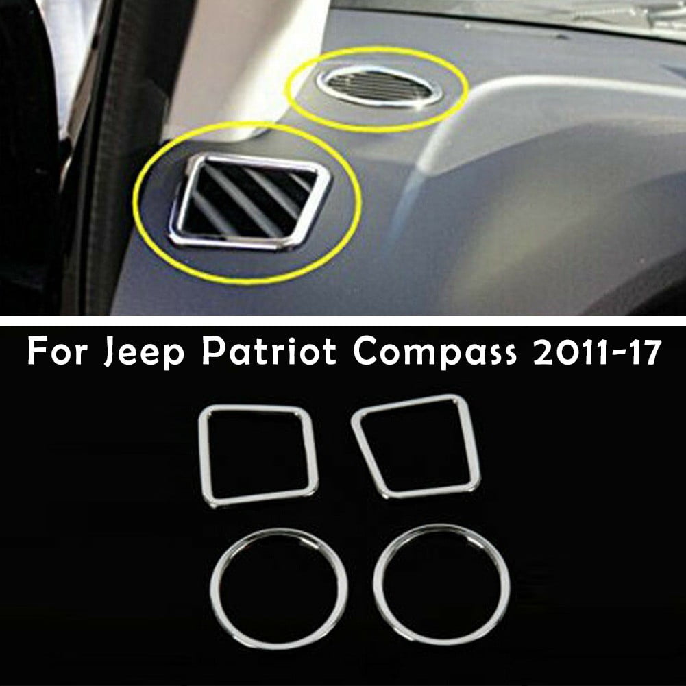 Chrome Inner Door Lock Pins Knob Cover Trim fits Jeep Compass Patriot 2007-2017