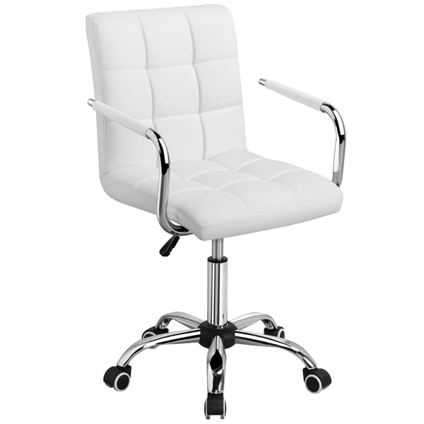 Modern Adjustable Faux Leather Swivel Office Chair With Wheels White Walmart Com Walmart Com