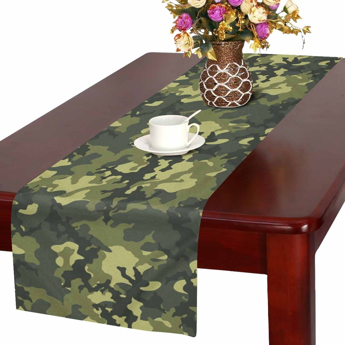 MKHERT Fashionable Gree Camouflage Millatry Camo Print Table Runner for