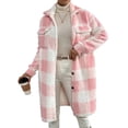 thumbnail image 2 of Button Lapel Plush Plaid Coat Loose, 2 of 8