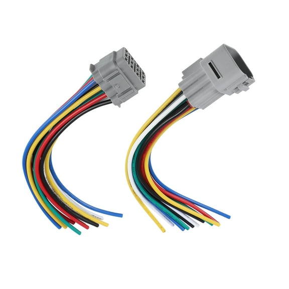 Unique Bargains 1Set 15cm Male Female 12 Pin Plug Connector Pigtail Cable 12 Way Wiring Harness for Car