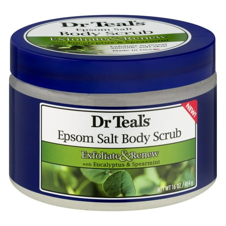 Mint Salt Scrub - Dr Teal's Exfoliate & Renew with Eucalyptus & Spearmint Epsom Salt Body Scrub, 16 oz