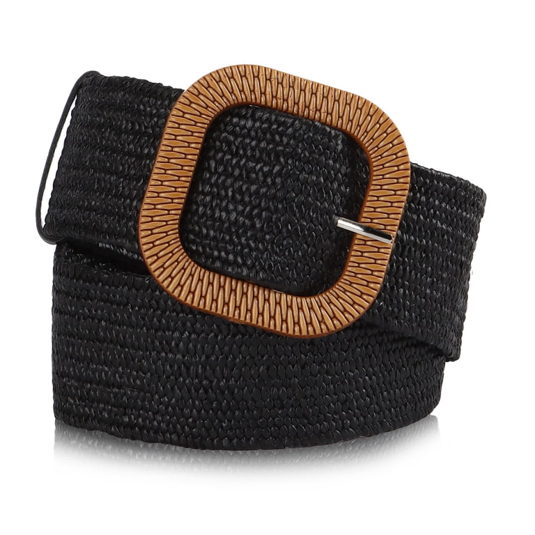 Deago Straw Woven Elastic Stretch Waist Belts for Women 