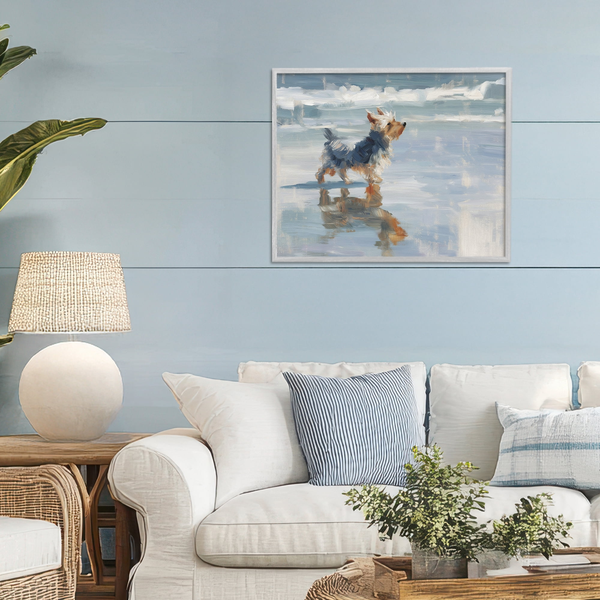 Stupell Industries Yorkie's Quiet Moment Gray Framed Giclee Art, design by Svetlana Aleynikova
