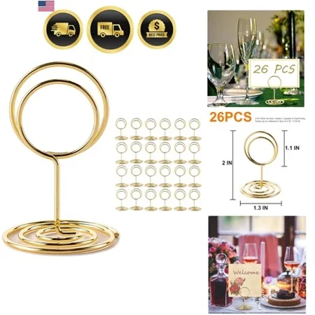 26Pcs Table Number Holders, Place Card Holder, Wire Picture Holder, Small Siz...