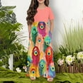 thumbnail image 2 of Ugoldhm Girls Floral Maxi Dresses Short Sleeve Crew Neck Summer Casual T-Shirt Dress 4-14 Years, 2 of 5