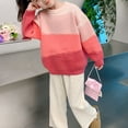 thumbnail image 2 of LIJCC Toddler Girls Oversized Pullover Chunky Knit Sweaters Long Sleeve Crewneck Gradient Multicolored Pullover Tops Colour Block Stretchy Knit Jumper Shirts, 2 of 7