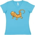 thumbnail image 3 of Inktastic Cute Smiling Bearded Dragon Women's V-Neck T-Shirt, 3 of 5