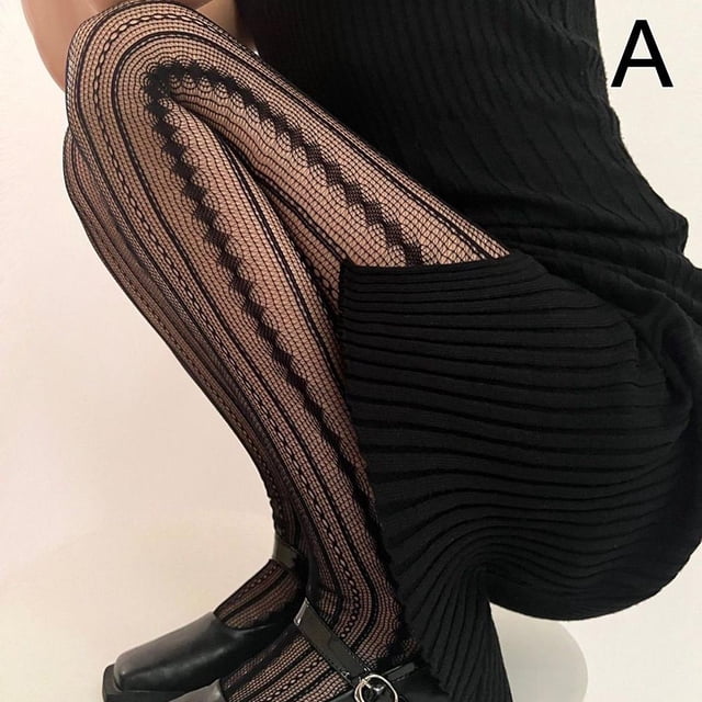 Medias finas de primavera y otoño a rayas rojo oscuro Millennium con estampado retro oscuro para chicas atractivas que combinan con todo.