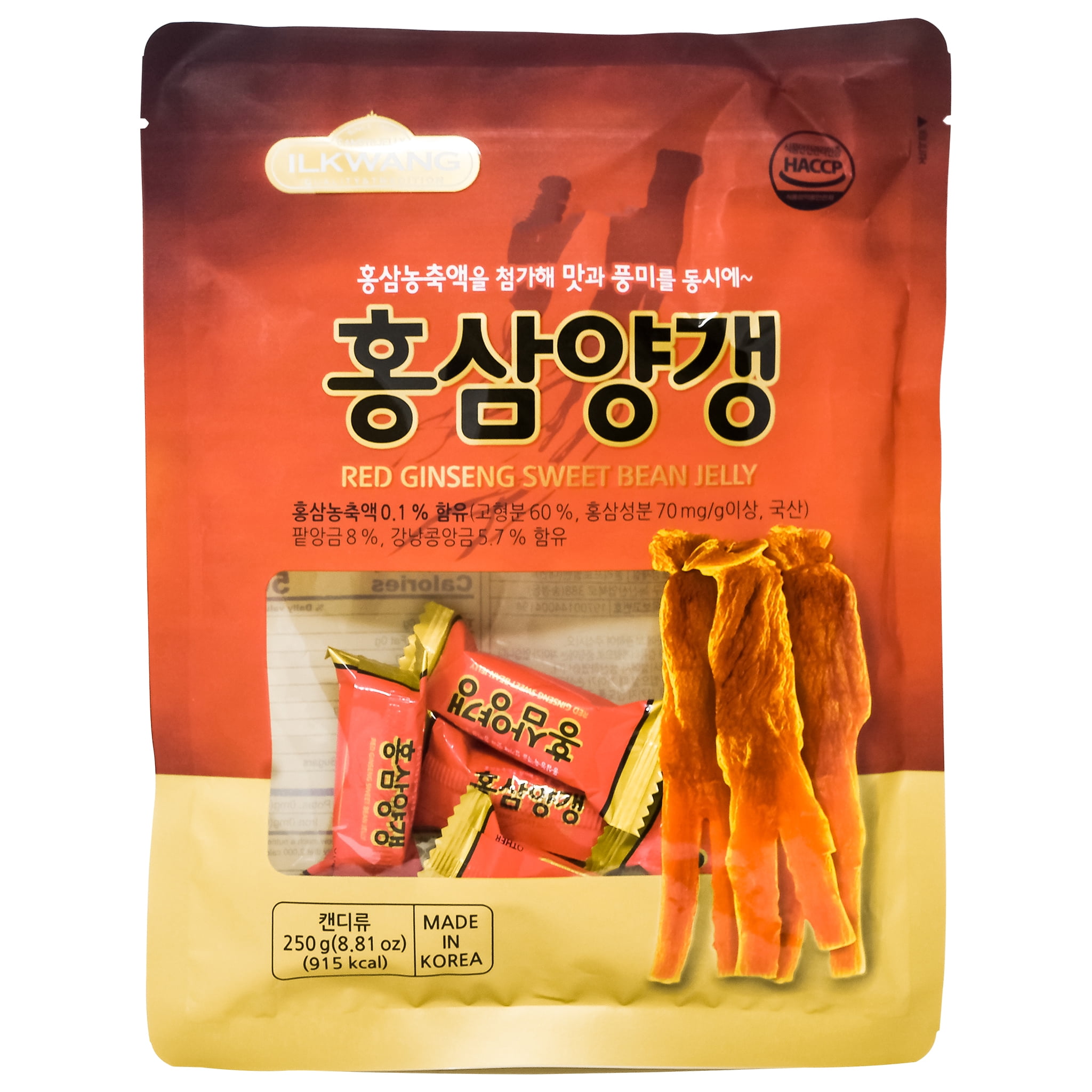 Product of Korea, Red Ginseng Jelly Candy Sweet Bean 280g x2 Packs