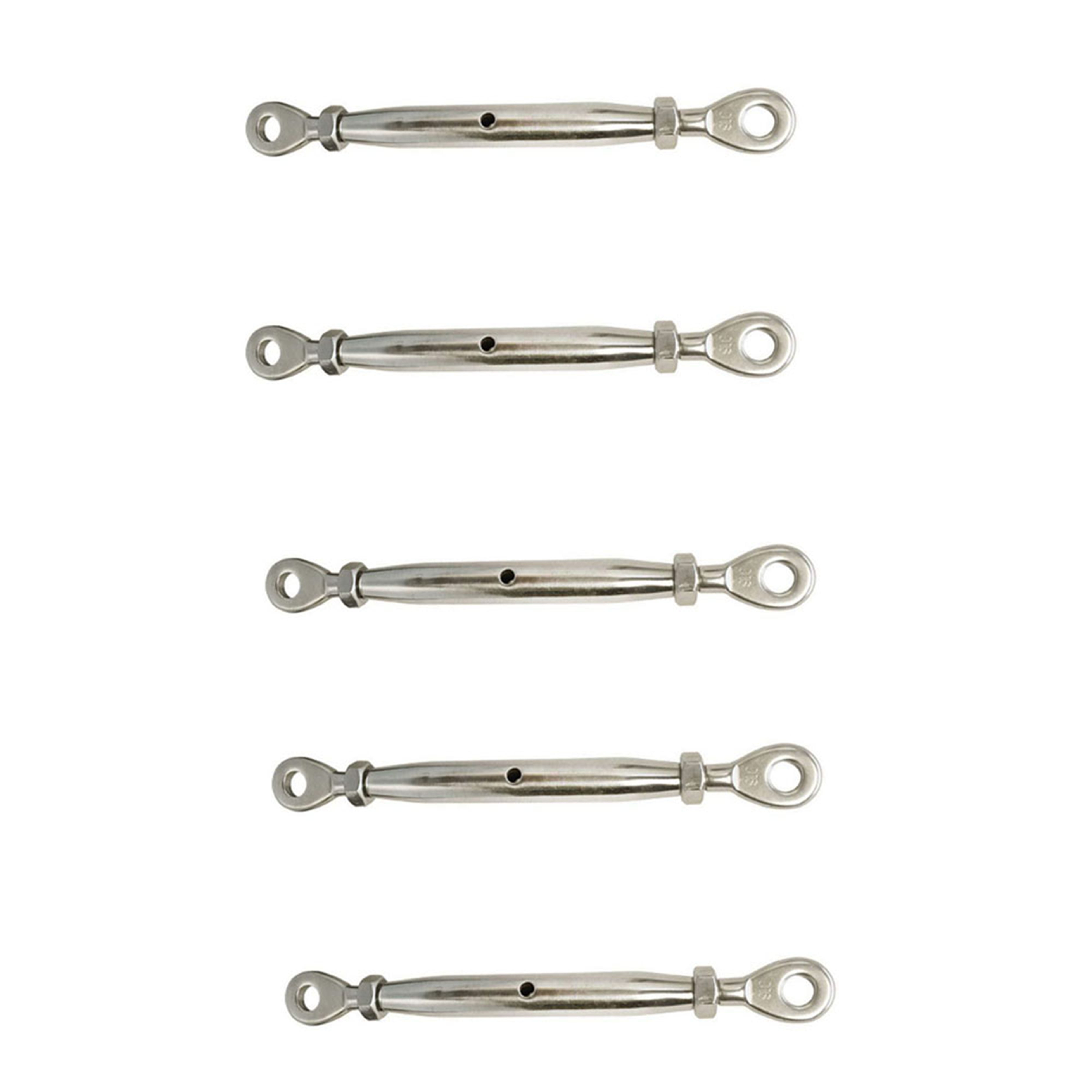 5 Pc 3/8'' Marine Stainless Steel Closed Body Turnbuckle EYE EYE
