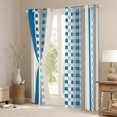 thumbnail image 3 of Manfei Blue Square Buffalo Blackout Curtains Set of 2 (52x84 Each), Vintage Checkered Abstract Window Curtains, Rectangle Plaid Curtains and Drapes, Living Room Curtains Decor, 3 of 6