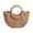 coffee, variant on Semi-circle Straw Bag, Hand-woven Women Summer Retro Beach Tote Shoulder Bag Crossbody Travel Beach Bag - coffee