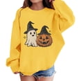 thumbnail image 3 of EnJoCho Little Girls Crewneck Pullover, Soft Cotton Long Sleeve Graphic, Fashion Oversized Sweatshirt for Halloween Trick-or-Treating Outdoor Casual Daily Wear, 3 of 7