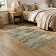 thumbnail image 2 of ODIKA 5'x7' Washable Area Rug Non-Slip, Low Pile, Stain Resistant Vintage Tone Ripple Cream Orange Beige Abstract Striped Wave Playful Expressive for Guest Room, Lounge, Apartment, 2 of 7