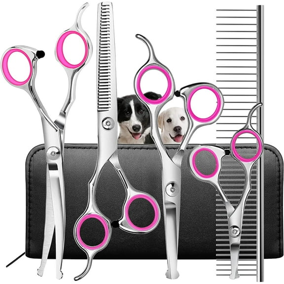 DISEN Professional Pet Dog Grooming Scissors Straight Curved Thinning Shear Tool Kit - Blue