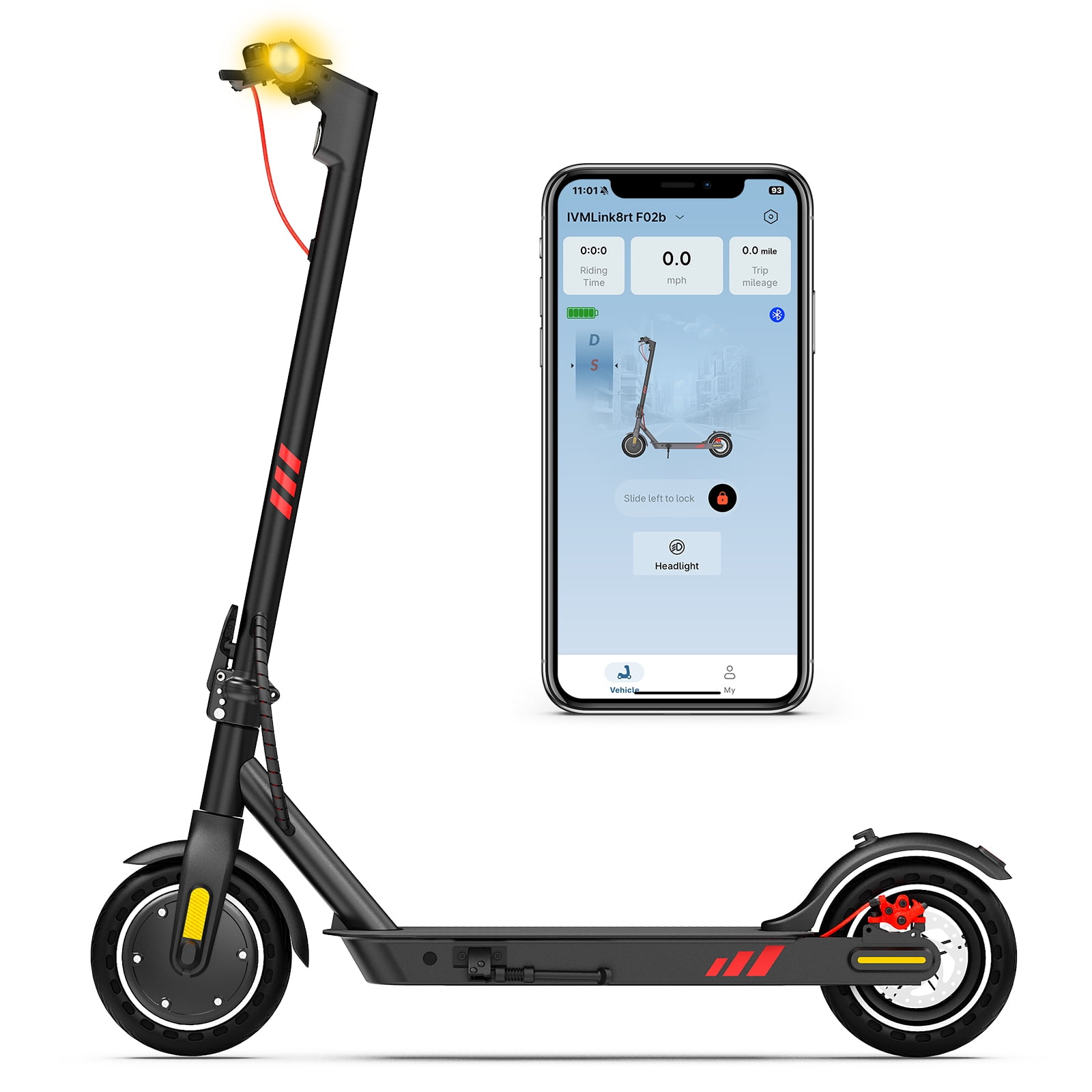 5TH WHEEL W09S 350W Electric Scooter with Turn Signal, 8.5" Solid Tires, 18mph & 20Miles Range, Folding Commuting E-Scooter for Adults with APP Control, Black, UL2272
