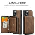thumbnail image 2 of for iPhone 15 Plus Wallet Case, Minimalist Luxury PU Leather Magnetic Detachable Credit Card Holder, 2 in 1 Zipper ID Cash Slot, Magnetic Closure Kickstand Folio Flip Slim Cover,Brown, 2 of 8