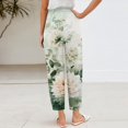 thumbnail image 4 of WTOBBY Women's Retro Floral Print Casual Wide Leg Elastic Waist Pants with Pockets, Summer Loose Trousers for Women, Comfortable and Flowy Design,Mint Green M, 4 of 5