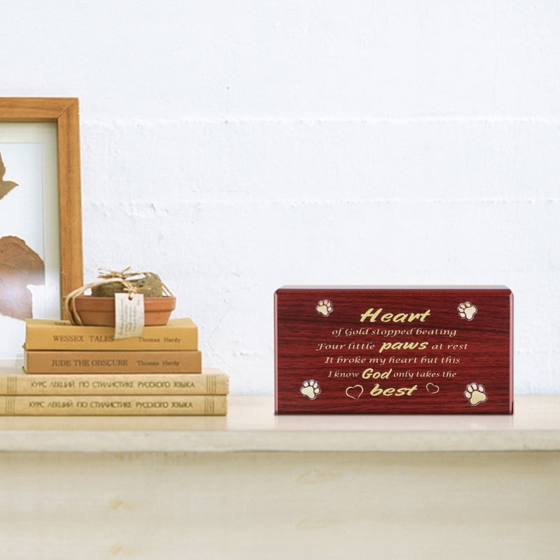 Zecic Dog Cremation Urn with Carved Word Small Pet Funeral Ashes Box Wood Memorial Box