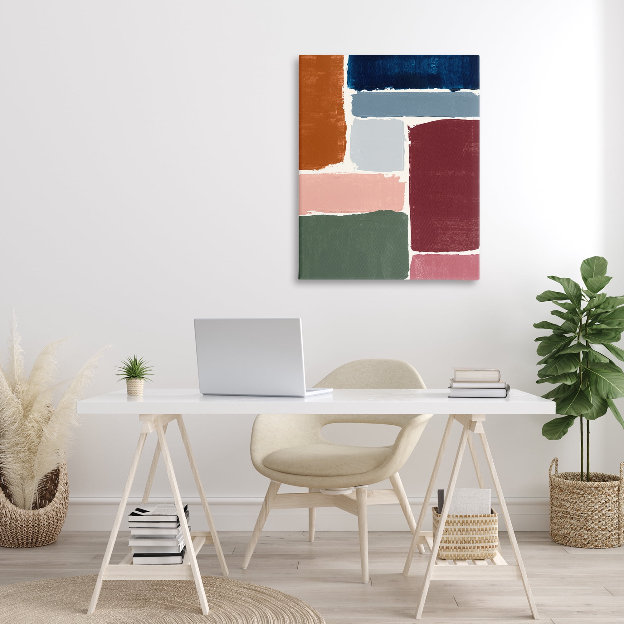 Stupell Industries Asymmetrical Shapes Pattern Abstract Painting Gallery Wrapped Canvas Art Print Wall Art, 30 x 40