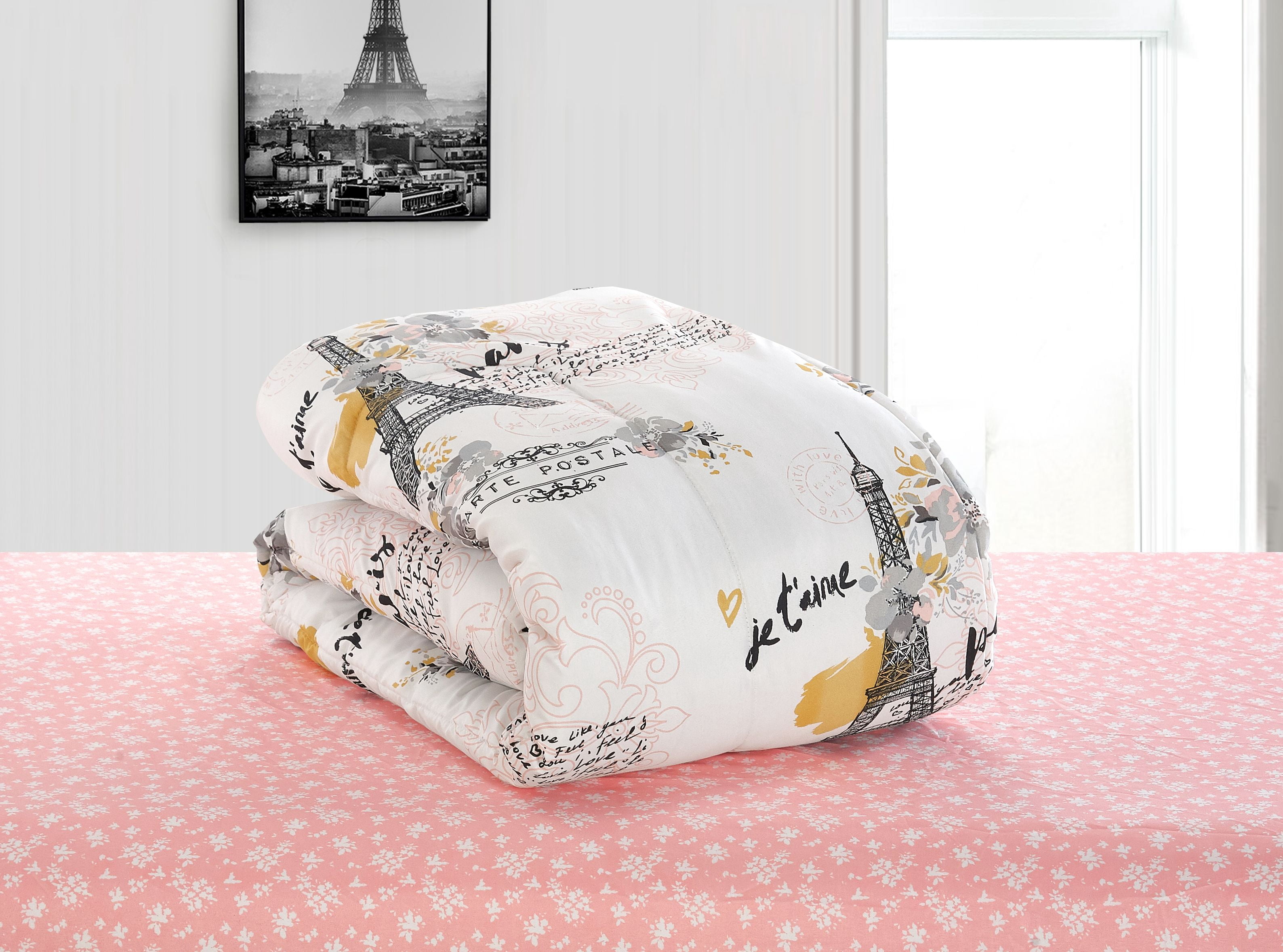 Your Zone Teen Paris Eiffel Tower Bed in a Bag Bedding Set With Reversible Comforter