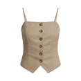 thumbnail image 6 of Women's Back Camisole Button Up Front Flap Slim Fitted Shirt Top, 6 of 7
