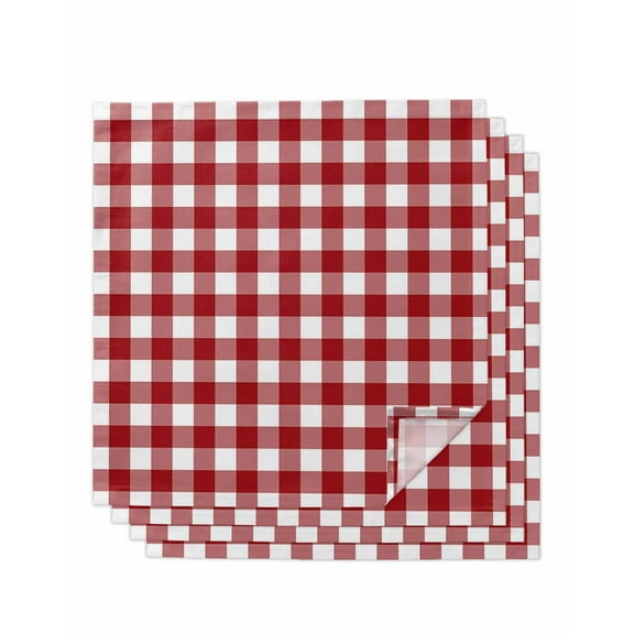 Farmhouse Buffalo Plaid Cloth Napkins Washable Set of 4, Red White Checkered Reusable Dinner Table Napkins Cloth Bulk for Weddings Kitchen Restaurants Hotel Events Parties 20 x 20 Inch