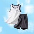 thumbnail image 2 of ATOGUTA Boys Summer Outfits Sleeveless Tank Tops and Workout Shorts Set 2 Piece Clothing Set Size 5T-17, White, 2 of 7