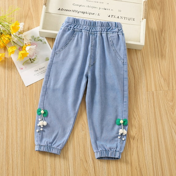 Baby Girls Denim Jeans Toddler Kid Pants Jeans Soft Elastic Waist Denim Pants Jeans for Teen Girls 6-12 Months