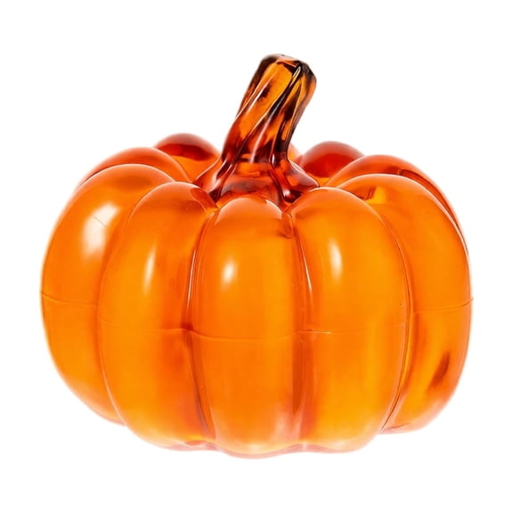 Halloween Pumpkin Decor Halloween Pumpkin Decorative Candy Dish Orange Translucent Fall Pumpkin Decoration for Home Halloween Table Centerpiece 1 Pack