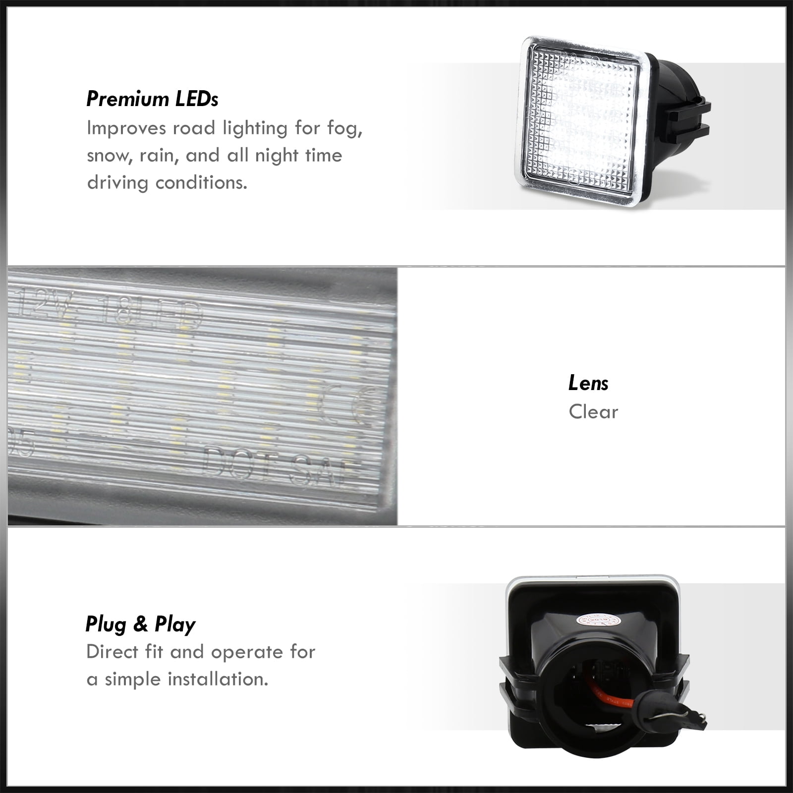 AJP Distributors White SMD LED Rear Bumper License Plate Lights Lamps Compatible/Replacement For Toyota Tacoma / Tundra 2014 2015 2016 2017 2018 2019 2020 2021 2022 2023 14 15 16 17 18 19 20 21 22 23