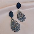 thumbnail image 3 of Pendientes vintage con patrón de gota de agua calado con agujas plateadas ER Brillar Electrónica, 3 of 5