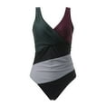 thumbnail image 3 of Gibobby Trajes de Baño Mujer Completos 2023 Traje de baño de 1 pieza para mujer Camiseta sin mangas con empalme Traje de baño con espalda en U(Vino,XL), 3 of 5