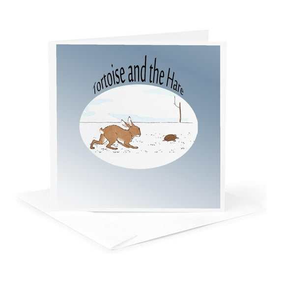 3dRose, The Race- Tortoise and Hare- Vintage Fairytales, 1 Greeting Card with envelope
