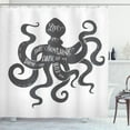thumbnail image 1 of Quote Shower Curtain, Live in the Sunshine Swim the Sea Drink the Wild Air Message on Octopus, Fabric Bathroom Set with Hooks, 69W X 70L Inches, Charcoal Grey White, by Ambesonne, 1 of 3