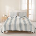 thumbnail image 3 of Queen Quilt Set 90''x96'', Blue Striped Lightweight Summer Bedspread Coverlet Set with 2 Pillow Shams, Modern Stripes Farmhouse Breathable All Season Quilt Bedding for Bedroom/Guest Room, 3 of 9