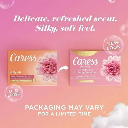 (2 pack) Caress Daily Silk Bar Soap White Peach and Orange Blossom 3.75 Ounce (16 Pack)