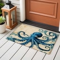 thumbnail image 4 of 2x3 Ft Entryway Area Rug, Vintage Blue Octopus Kitchen Rug Runner Washable Floor Mat, Summer Coastal Ocean Wave Non Slip Indoor Door Mat Throw Carpet for Bathroom Living Room Bedroom, 4 of 8