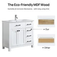 thumbnail image 4 of Wonline 36" White Bathroom Vanity Wood Cabinet and Mirror Vanities Set Free Standing Vanity Only, 4 of 7