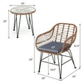 thumbnail image 2 of Gymax Ensemble de Conversation de Patio en Rotin 3 Pcs avec Coussin Gris, 2 of 10