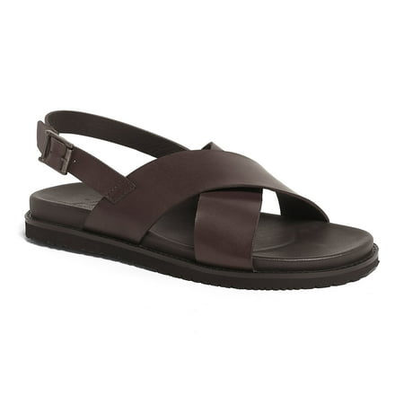 

Anthony Veer Mens Cancun Cross Strap Comfort Leather Sandal (Brown 11 D)