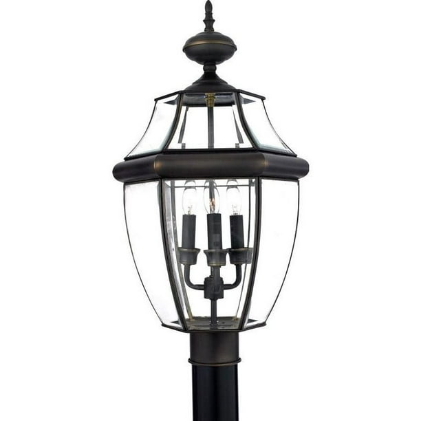 Quoizel NY9043Z Newbury Éclairage Extérieur de la Lanterne de Poteau, 3-Lumière, 180 Watts, Medici Bronze (23 "H x 13" W)